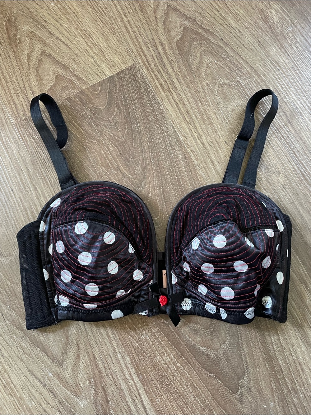 Betty Page x Playful Promises 3 piece Polka Dot Retro Pin Up Garter Bra Set - Picture 3 of 11